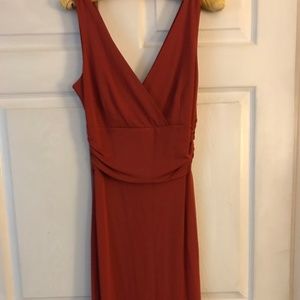 Burnt Orange V Neck Dress